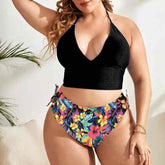 OHITFITS Curvy Women's Two-piece Floral Print Bikini Set